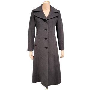 DKNY Wool Trench Coat Charcoal Gray 12 (2623)